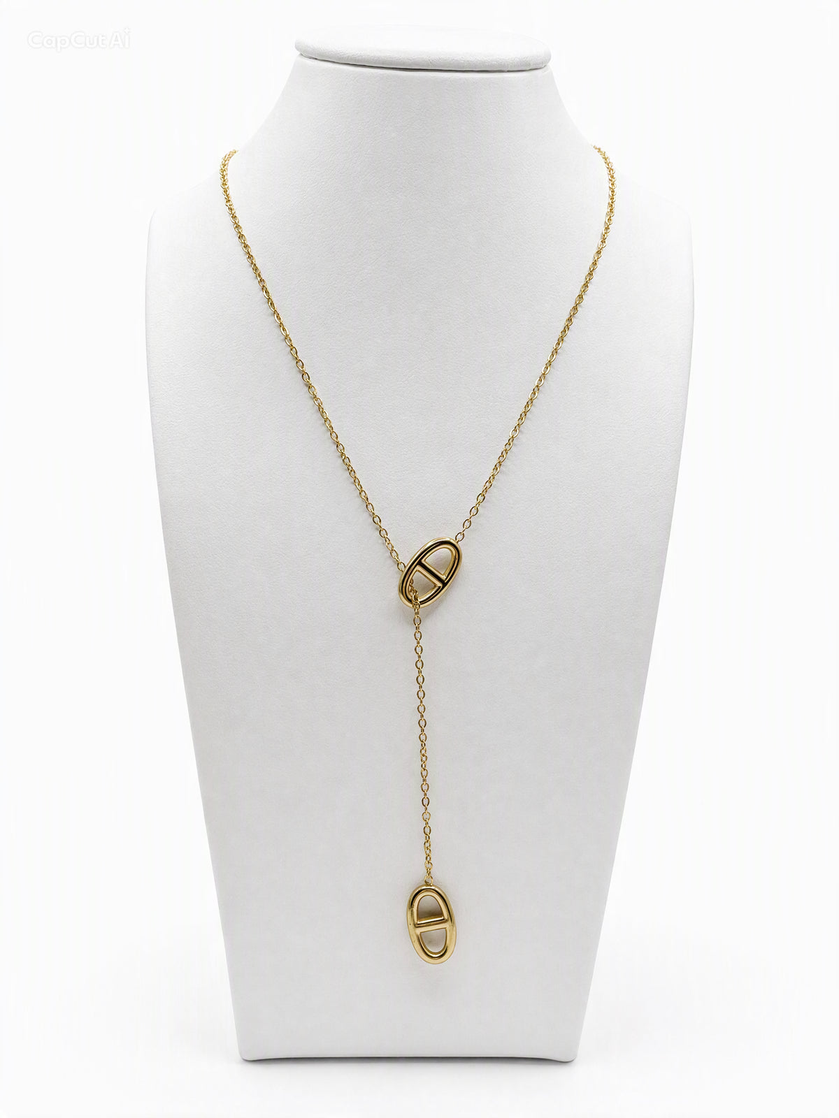 Camila — Collier Lariat Ovale Doré