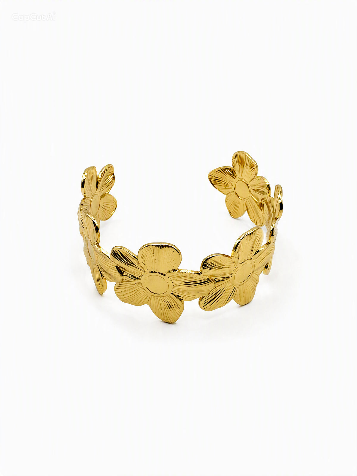 Fiorella — Bracelet Manchette Fleurs Dorées